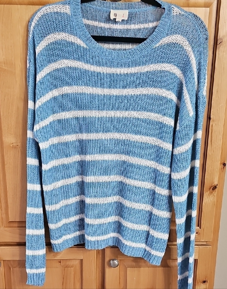 Blue and White Striped Women's Sweater